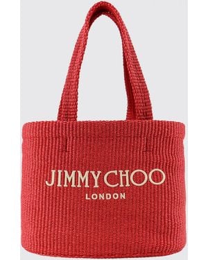 Jimmy Choo Beach Tote East-West Raffia Bag With Embroidered Logo