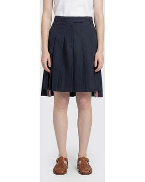 Thom Browne Cotton Pleated Skirt - Blue