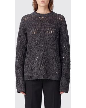 ELEH Openwork Wool, Cashmere And Silk Blend Crewneck Jumper With Dropped Shoulders - Grey