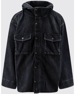 Balenciaga Relaxed Fit Denim Utility Jacket With High Neck - Black
