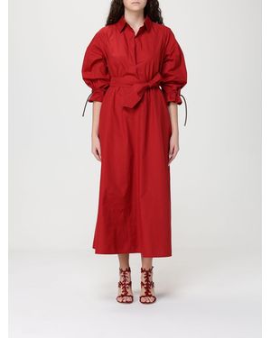 Max Mara Midi Cotton Chemisier Dress - Red