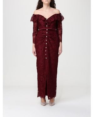 Self-Portrait Lace Long Dress - Red