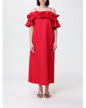Hanita Cotton Midi Dress - Red