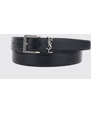 Saint Laurent Cassandre Gürtel Aus Kalbsleder Mit Ysl-Monogramm - Weiß