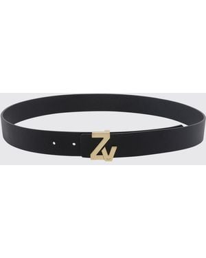 Zadig & Voltaire Zadig &Amp Voltaire Calfskin Leather Logo Buckle Belt - White