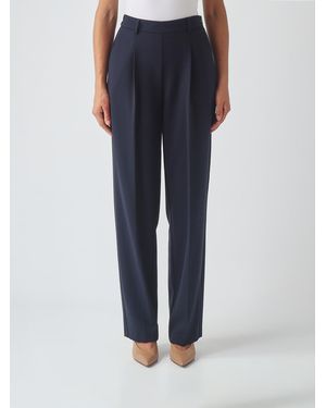Twinset High-Waisted Wide-Leg Crêpe Trousers With Darts - Blue