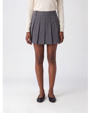 DUNST Pinstriped Crêpe Pleated Mini Skirt With Side Zip Closure - Grey