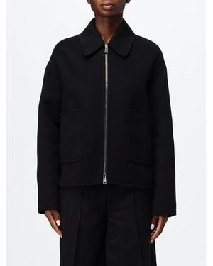 Fendi Virgin Wool Short Shirt-Style Coat With Zip - Black