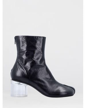 MM6 by Maison Margiela Anatomic Crinkled Leather Ankle Boots - Blue
