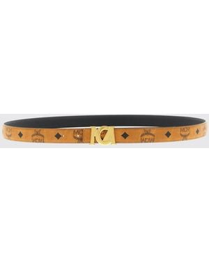 MCM Reversible Coated Canvas And Leather Belt - White