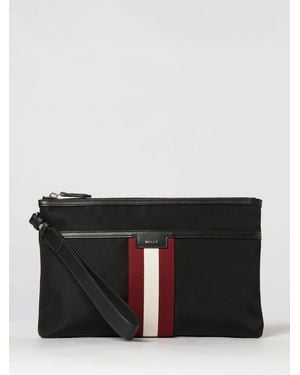 Bally Code Nylon Document Holder With Stripe Detail And Removable Handle - Black