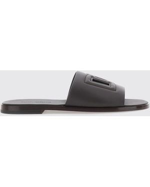 Dolce & Gabbana Dolce &Amp Gabbana Calfskin Slides With Cut-Out Dg Monogram - White