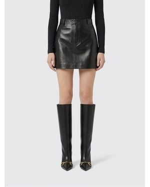 Gucci Calfskin Leather Mini Skirt - Black