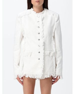 MSGM Kurze Baumwolljacke Mit Fransen Und Rundhalsausschnitt - Weiß
