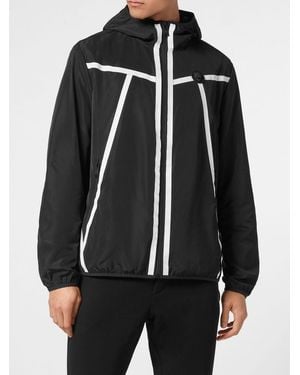Philipp Plein Coupe-Vent En Tissu Technique Avec Capuche Et Détails À Rayures - Noir