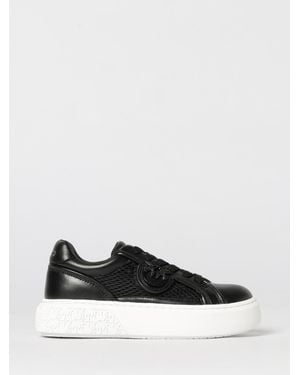 Pinko Yoko Leather And Mesh Trainers - Black