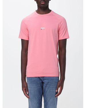 BOSS Cotton T-Shirt With Mini Logo - Pink