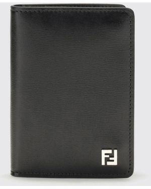 Fendi Squared Ff Leather Credit Card Holder - Black