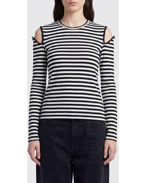 Junya Watanabe Top De Manga Larga Slim Fit De Algodón A Rayas Con Aberturas - Azul