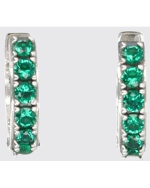 Emanuele Bicocchi Sterling Hoop Earrings With Coloured Zirconia - Blue