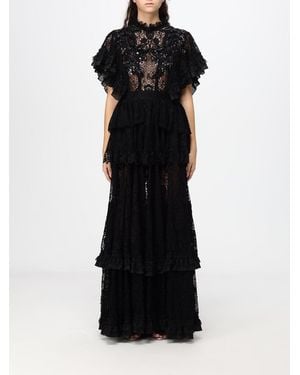 Antonio Marras Long Lace Evening Gown With Sequins And Beads - Black
