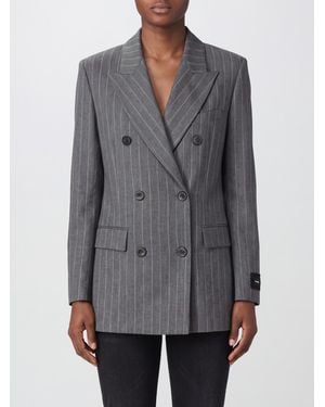 Pinko New Guinea Double-Breasted Prince Of Wales Wool-Blend Blazer - Gray