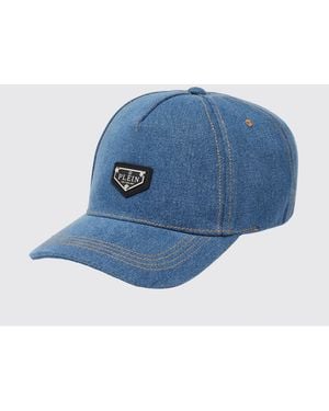 Philipp Plein Logo-Appliqué Cotton Denim Baseball Cap With Rigid Visor - Blue