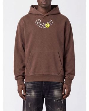 Barrow Locker Geschnittener Hoodie Aus Baumwolle Mit Logo- Und Teddy-Print - Braun