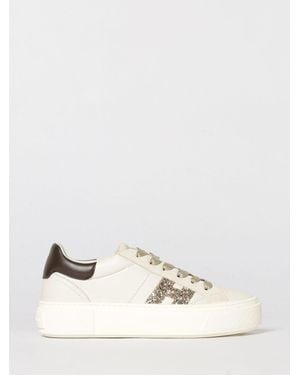 Hogan Crosswind Glitter Leather Trainers - Natural