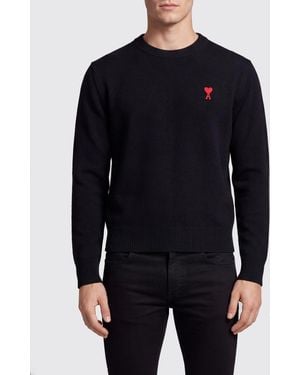 Ami Paris Wollpullover Mit Rundhalsausschnitt Und Ami De Coeur-Logostickerei - Blau