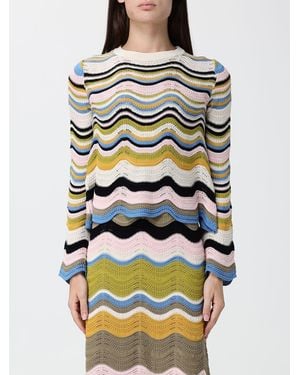 La DoubleJ Crochet Cotton Crewneck Jumper With Wave Print - Green