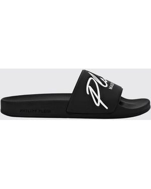 Philipp Plein Gummi-Slides Mit Kontrastierendem Gedrucktem Logo - Weiß