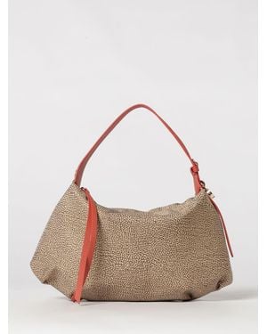 Borbonese Polka Dot Recycled Nylon Hobo Bag With Leather Handle - Natural