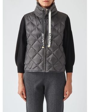 Max Mara Tregic High-Neck Quilted Nylon Padded Gilet - Gray