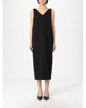 Theory Crepe Midi Dress Sleeveless Vneck - Black