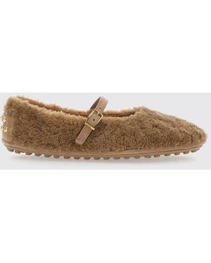 Tod's Mary-Jane-Ballerinas Aus Leder Und Shearling Mit Gommino-Sohle - Weiß