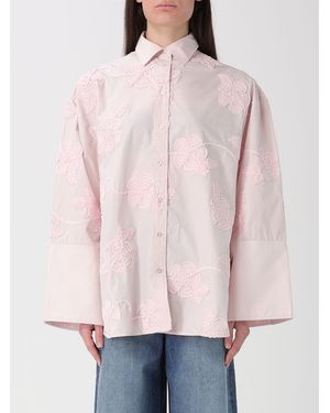ROTATE BIRGER CHRISTENSEN Cotton Shirt With Floral Print - Pink