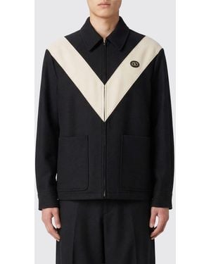 Valentino V Wool Blend Coat - Black