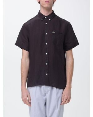 Lacoste Logo-Patch Linen Shirt - Black
