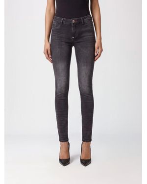 Philipp Plein Cropped Skinny Stretch Denim Jeans With Hexagon Logo - Blue