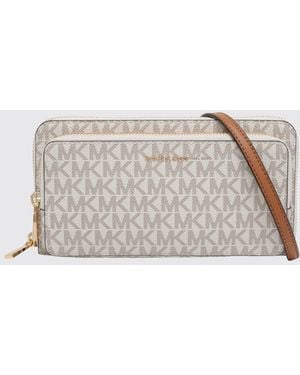 Michael Kors Coated Cotton Jet Set Bag With Mk Monogram Print - Grey