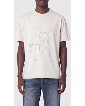 Our Legacy Abstract Print Organic Cotton T-Shirt With Dropped Shoulders - White