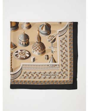 Ferragamo Renaissance Geometries Print Silk Scarf - Natural