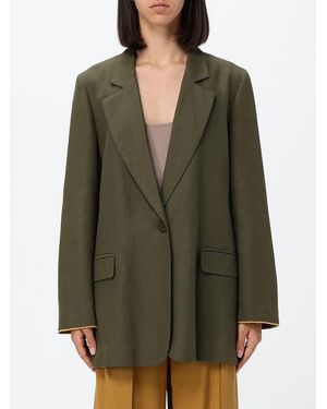 Twinset Single-Breasted Linen Blend Blazer - Green