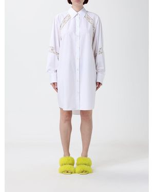 MSGM Cotton And Lace Shirtdress - White