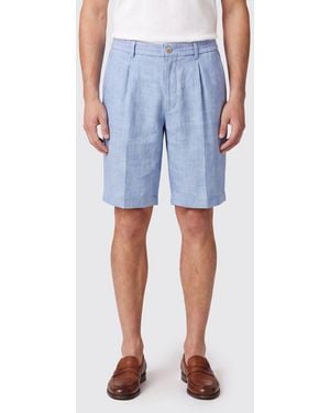 Brunello Cucinelli Linen And Virgin Wool Chino Shorts With Belt Loops - Blue