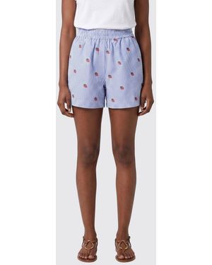 MC2 Saint Barth Striped Cotton Shorts - Blue