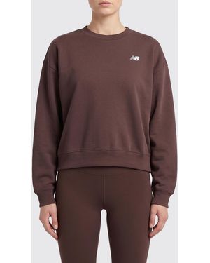 New Balance Cotton Crew-Neck Sweatshirt With Logo - Brown