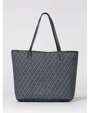 Liu Jo Evrim Cotton Denim Bag With Jacquard Monogram - Grey