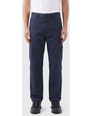 Stone Island Stretch Cotton Cargo Trousers - Blue